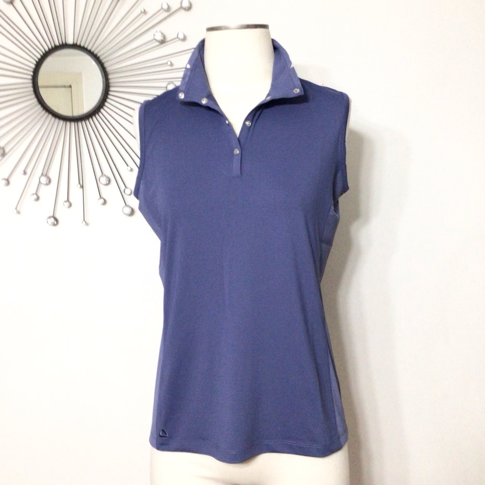 Ahead Women's Sleeveless Blue Golf Shirt - Picture 9 of 11